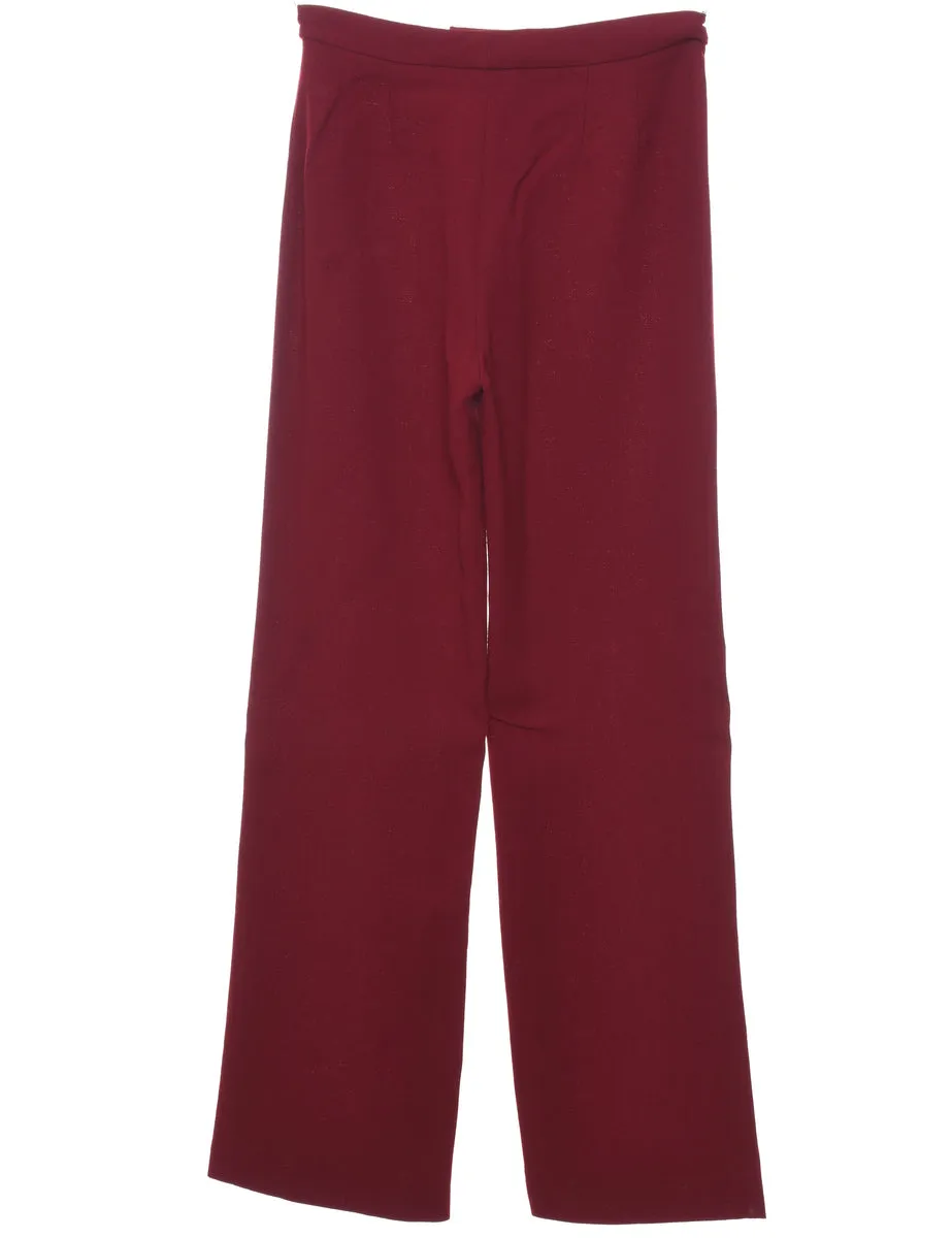 Maroon Classic Straight-Fit Trousers - W26 L29