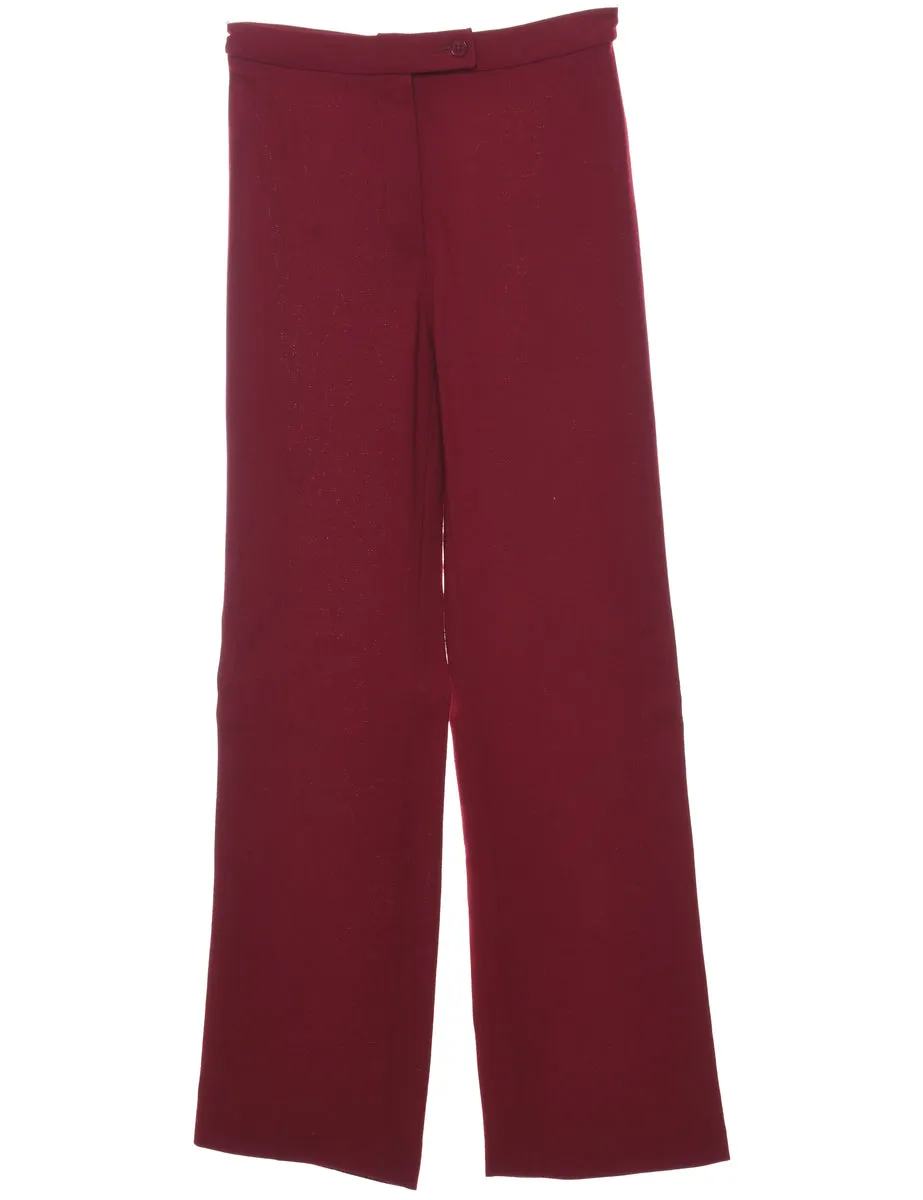 Maroon Classic Straight-Fit Trousers - W26 L29