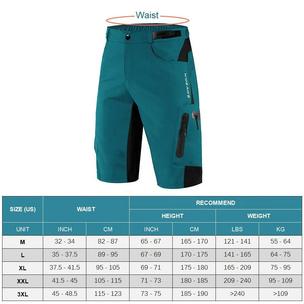 Men Loose Fit Cycling Shorts Breathable Quick Dry MTB Bike Shorts Outdoor Sports Running Biking Riding Fitness Casual Summer Shorts with 7 Pockets