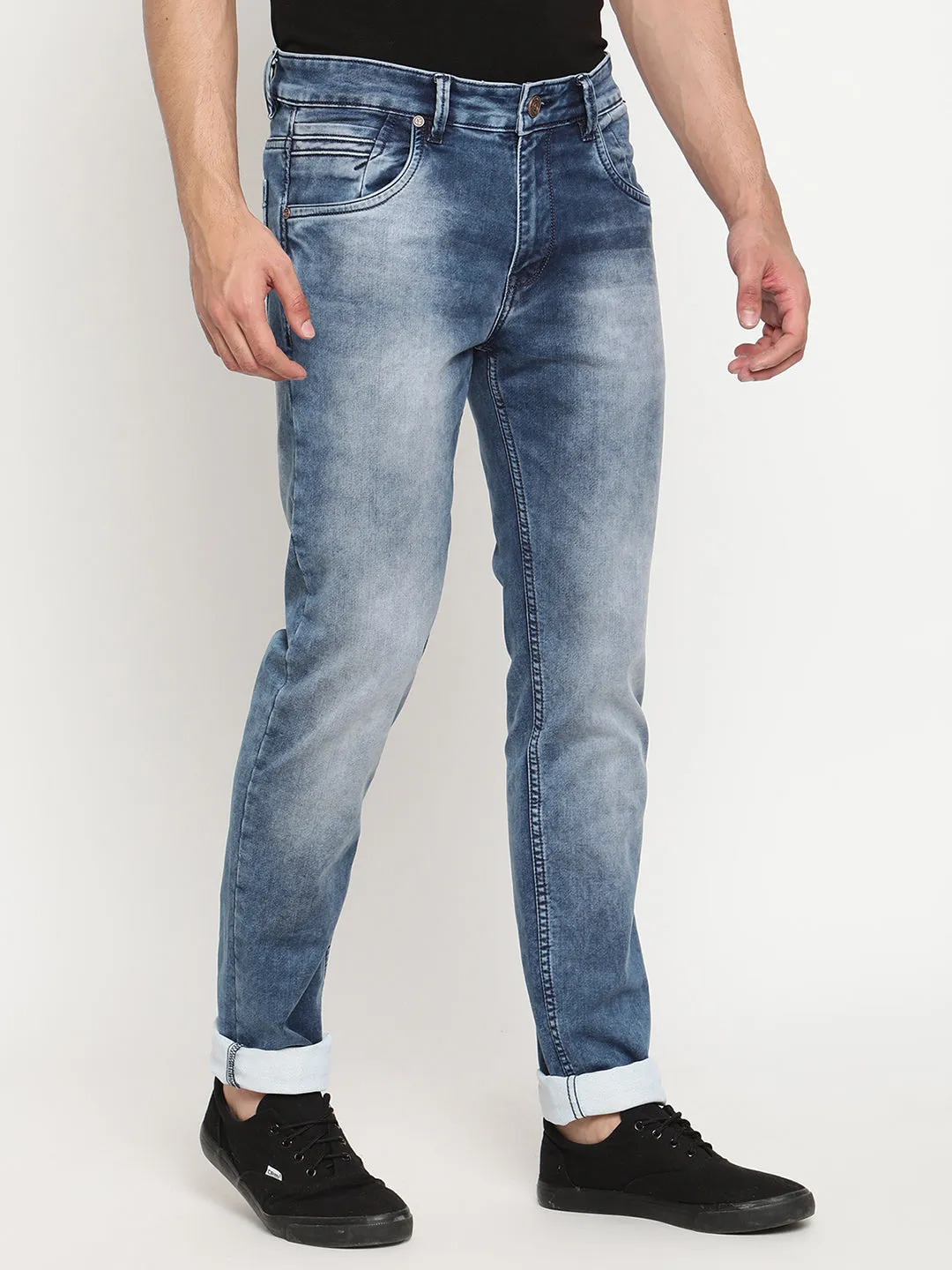 Men's Ultra Narrow fit Heavy Fade Indigo Blue  Jeans