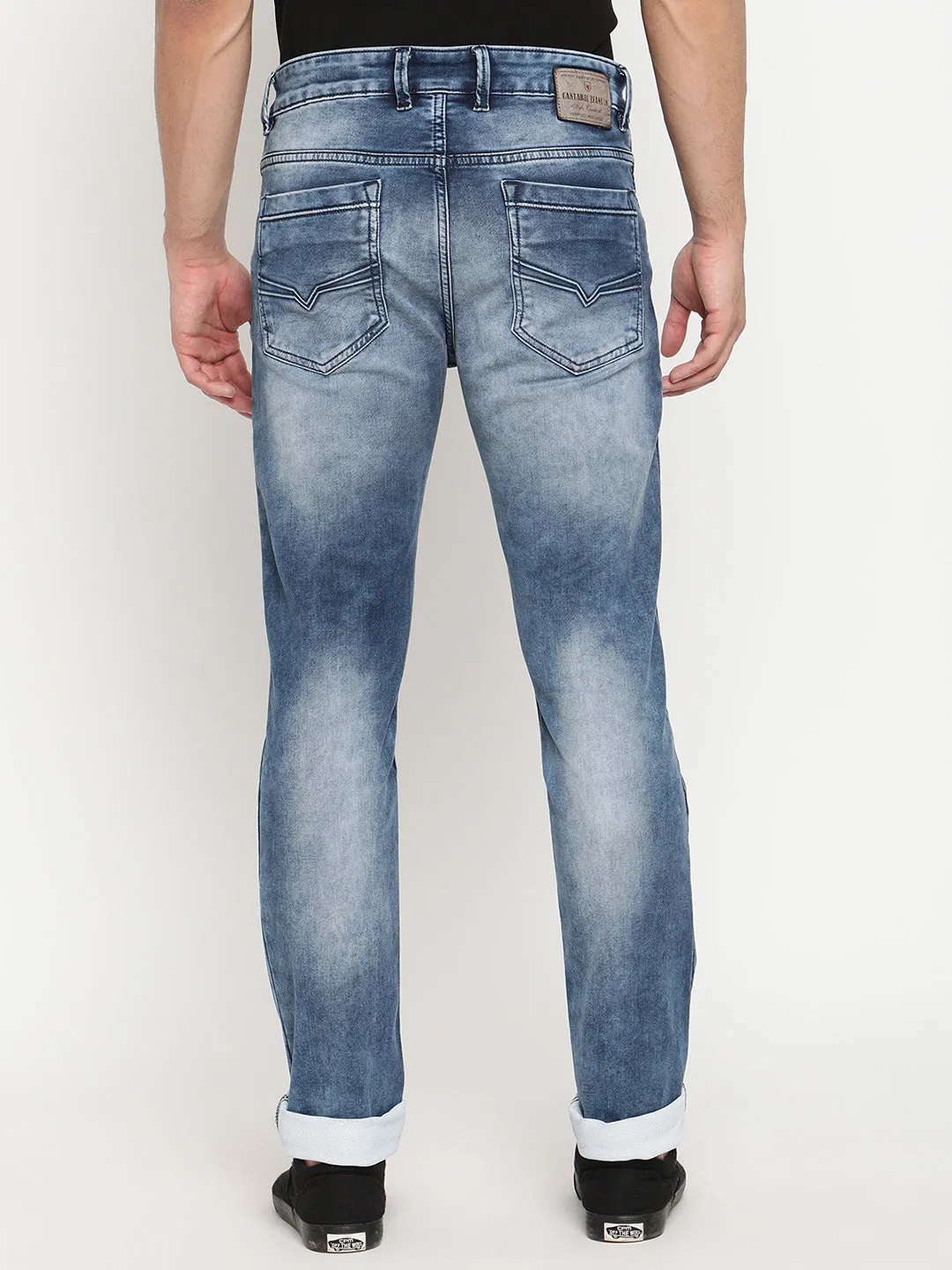 Men's Ultra Narrow fit Heavy Fade Indigo Blue  Jeans