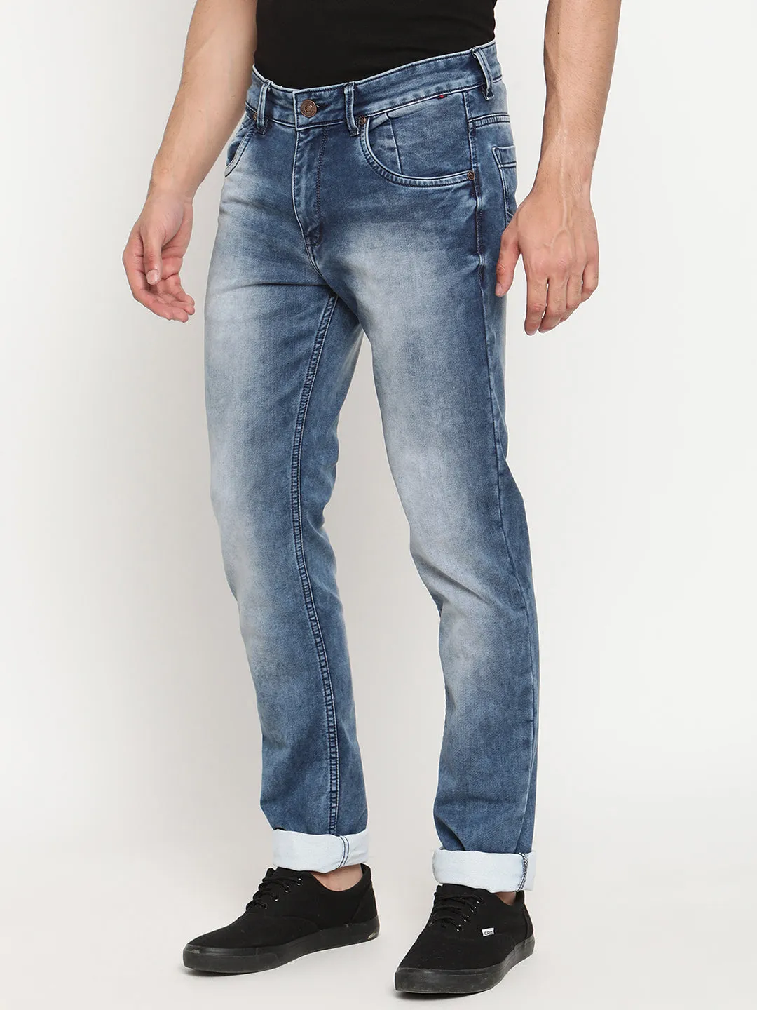 Men's Ultra Narrow fit Heavy Fade Indigo Blue  Jeans