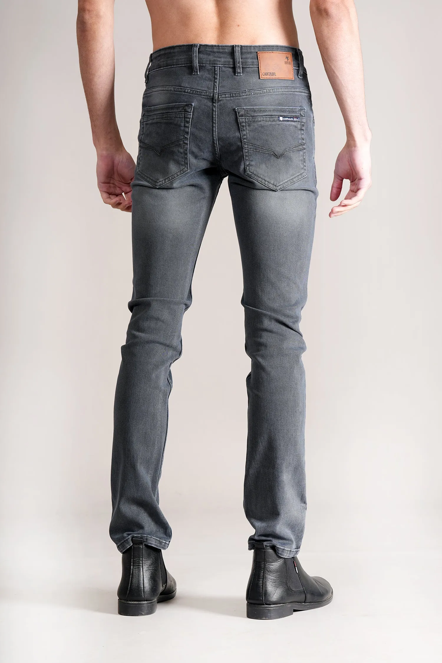 Men's Ultra Narrow Fit Solid Dark Grey Jeans