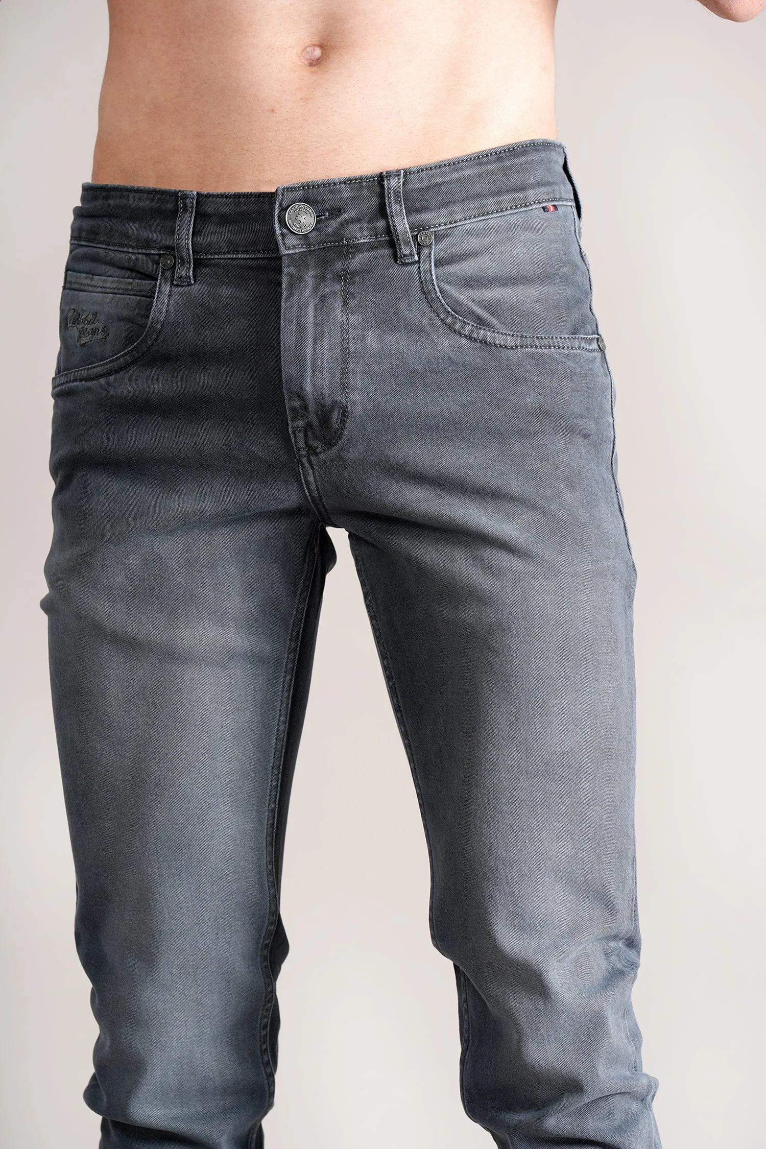 Men's Ultra Narrow Fit Solid Dark Grey Jeans