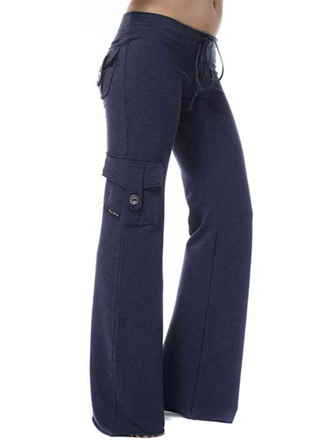 Mid Waist Pants with Pockets