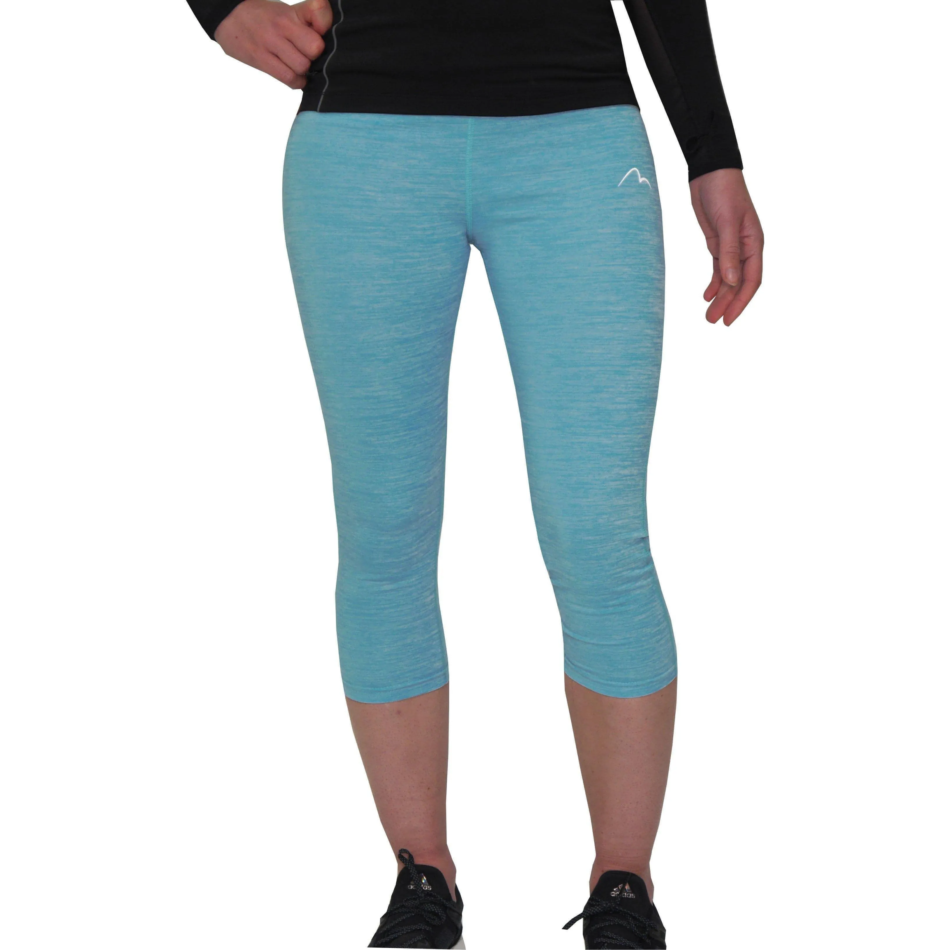 More Mile Heather Womens 3/4 Capri Running Tights - Blue