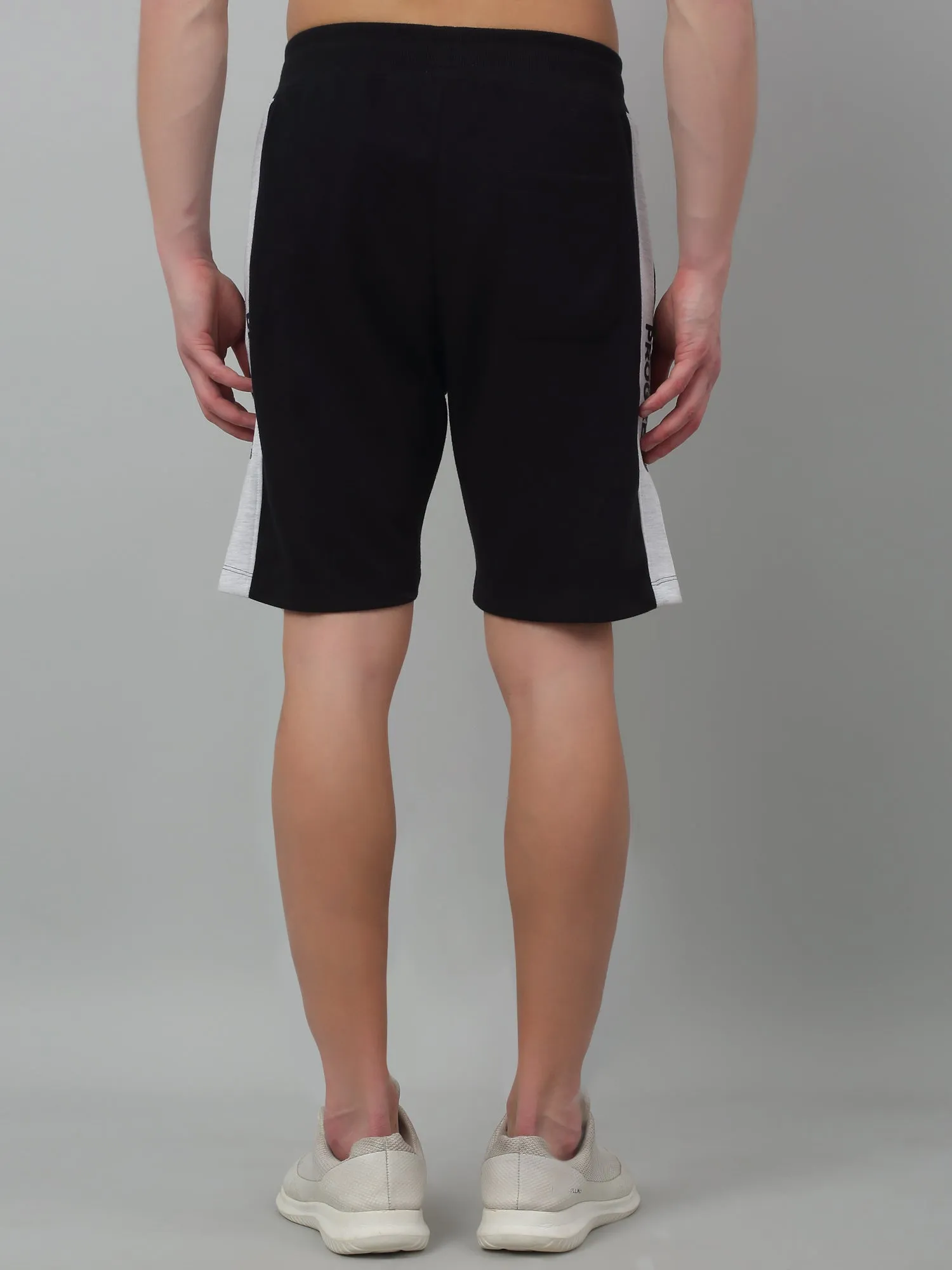 Navy Blue Solid Above Knee Drawstring Bermuda For Men