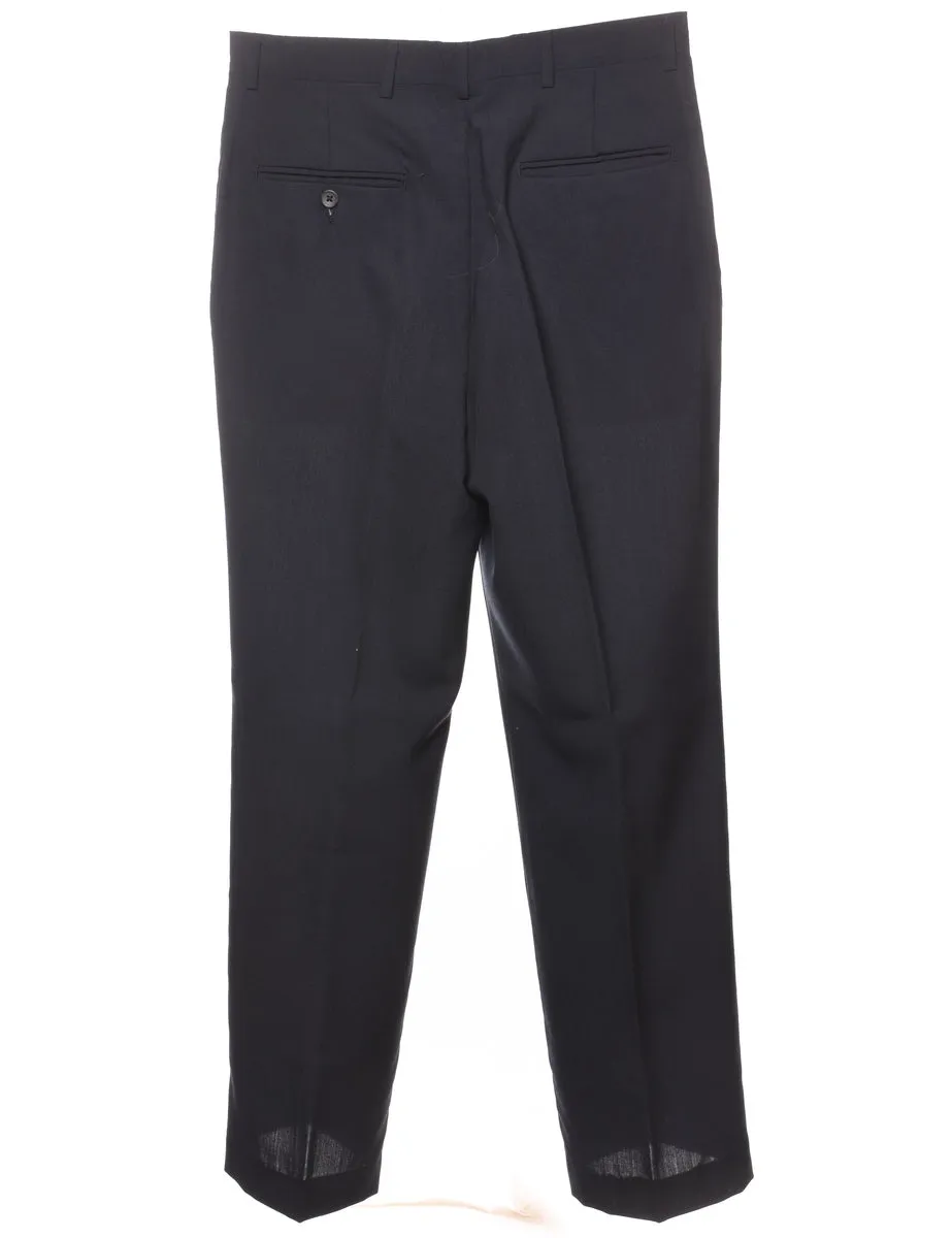 Navy Classic Straight-Fit Trousers - W32 L31