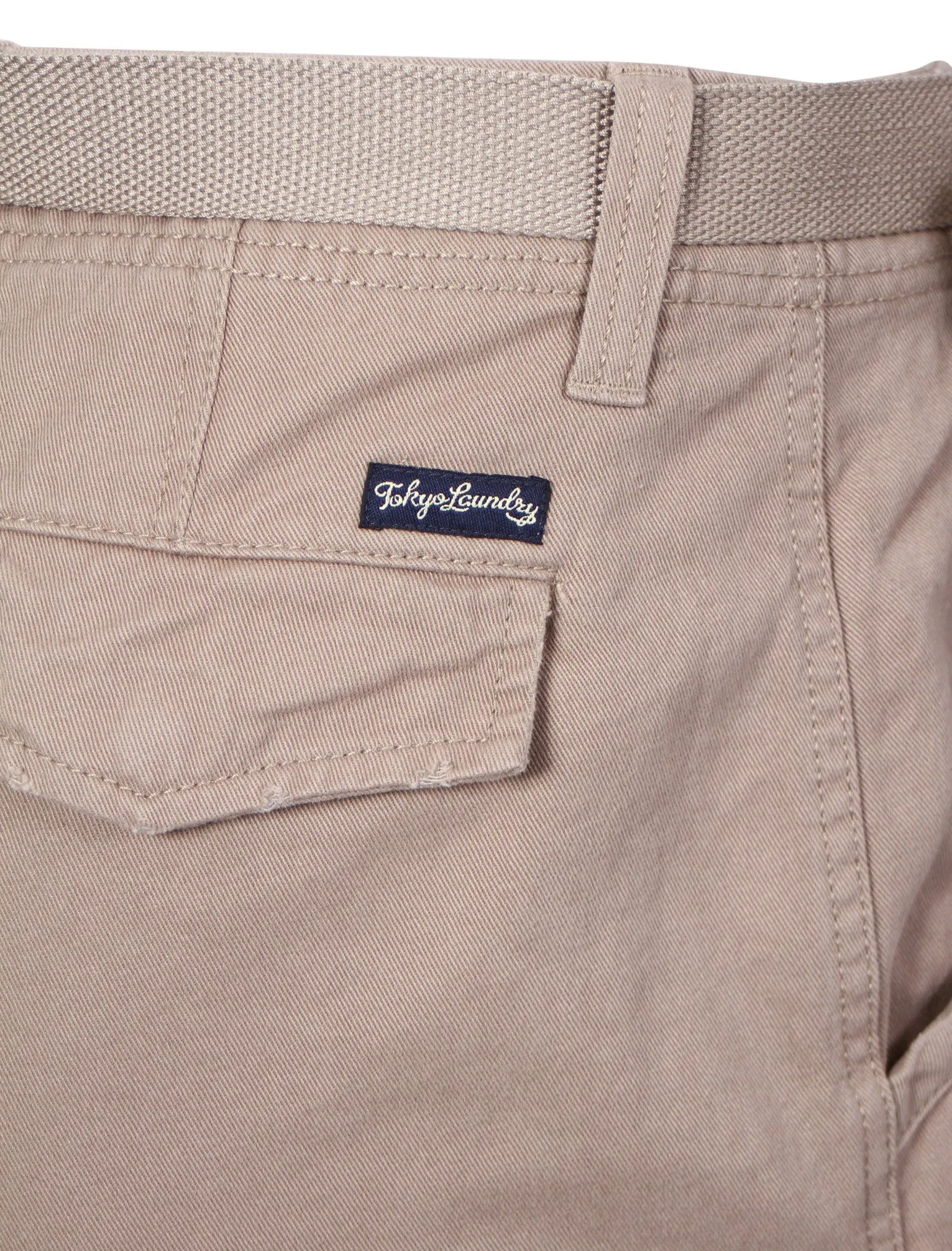 Odilon Cotton Chino Shorts in Stone - Tokyo Laundry