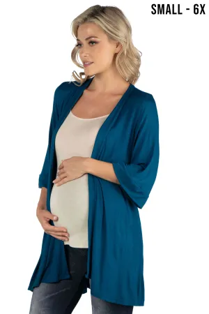 Open Front Elbow Length Sleeve Maternity Cardigan