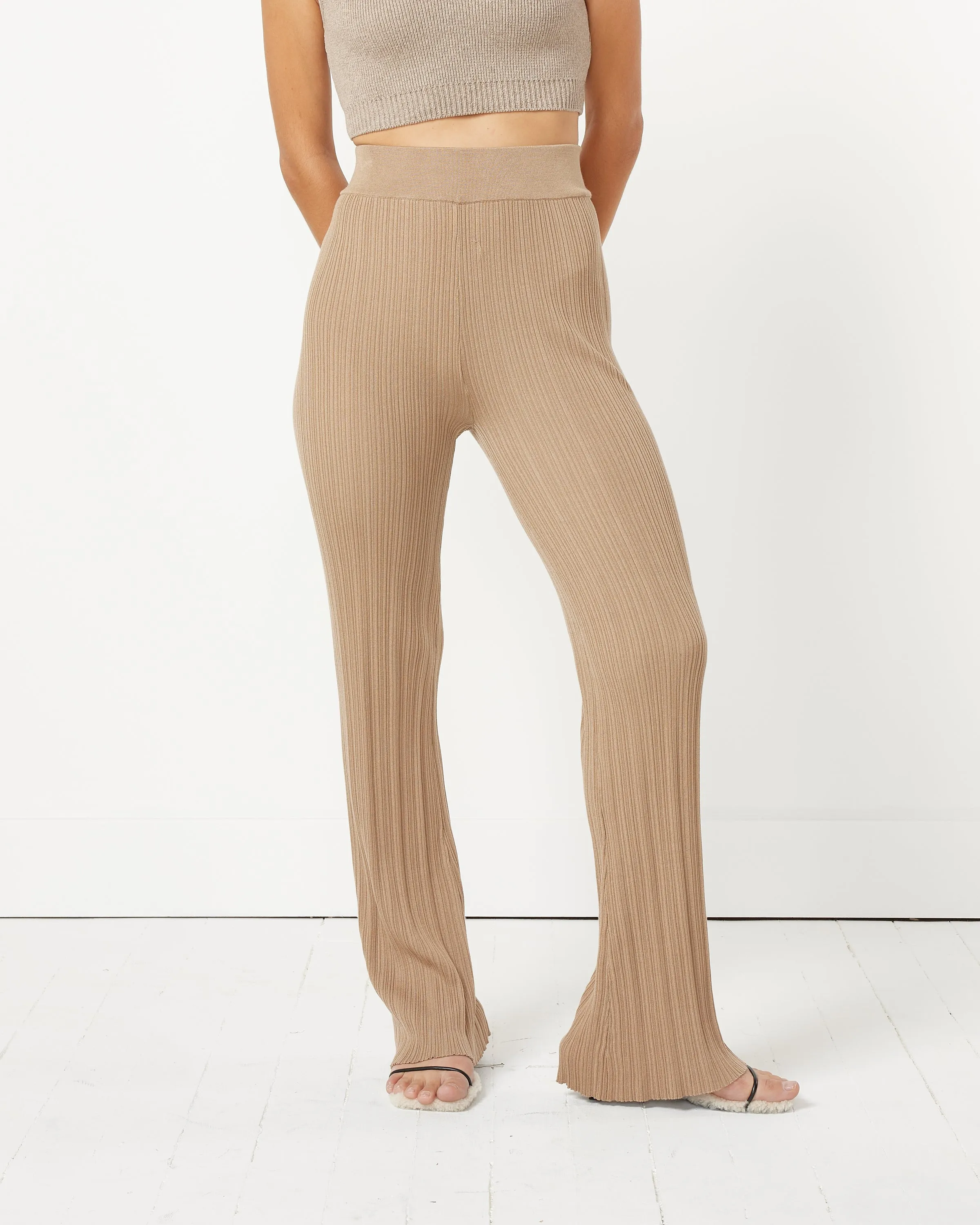 Pleat Knit Pants in Oak