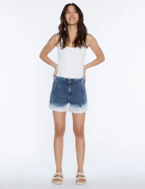 Pleated Denim Shorts