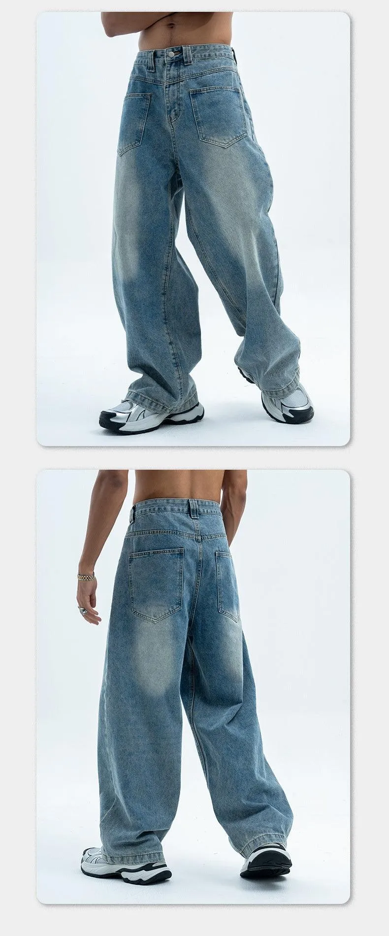 Retro Summer Loose Wide Leg Jeans for Men - Casual and Comfortable Denim Pants