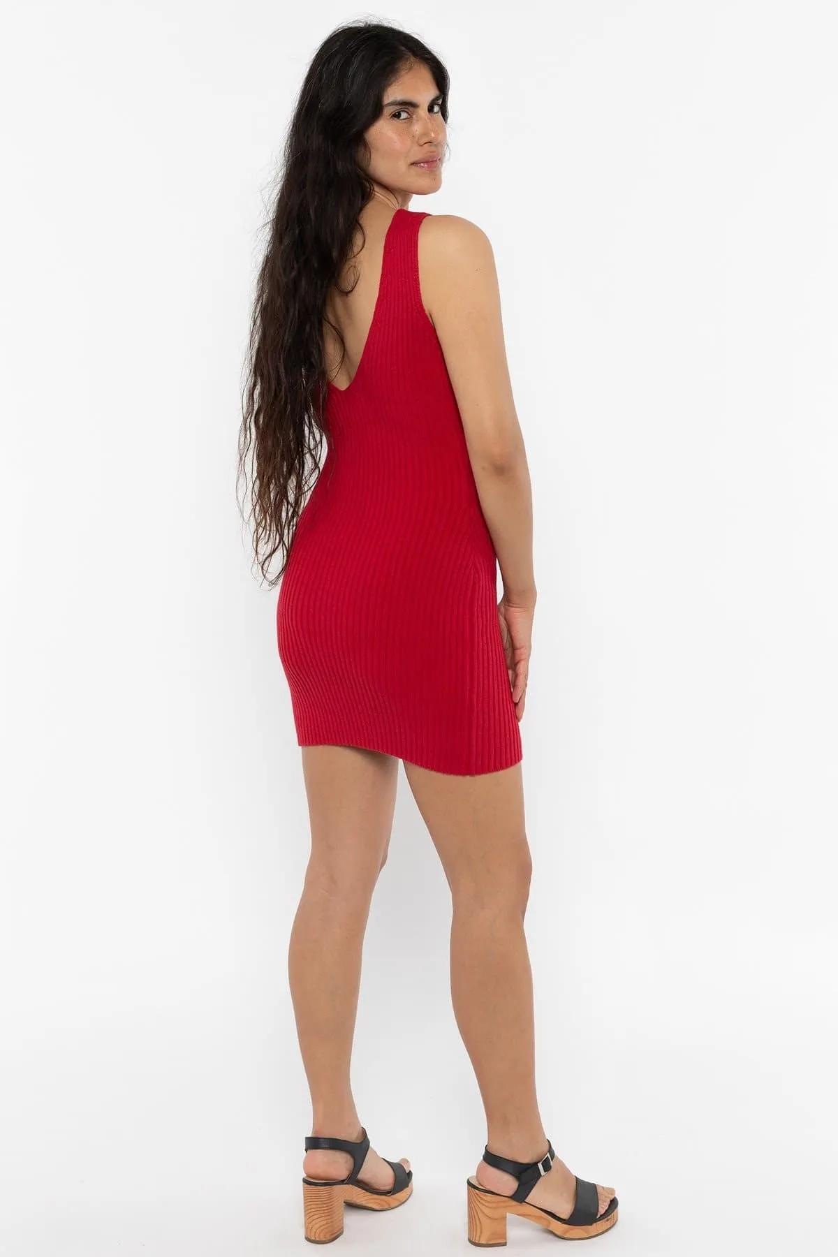 RFK226 - Ultra Heavy Knit Ribbed V Neck Dress