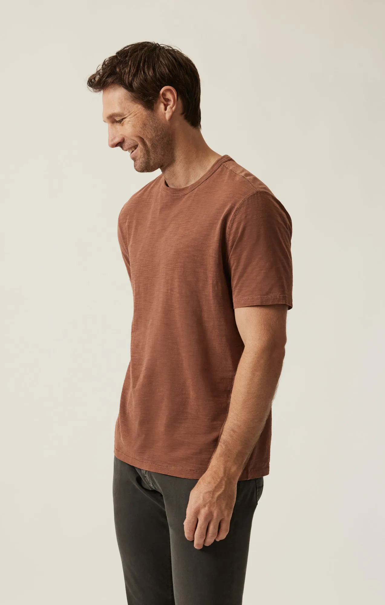 Slub Crew Neck T-Shirt in Cinnamon