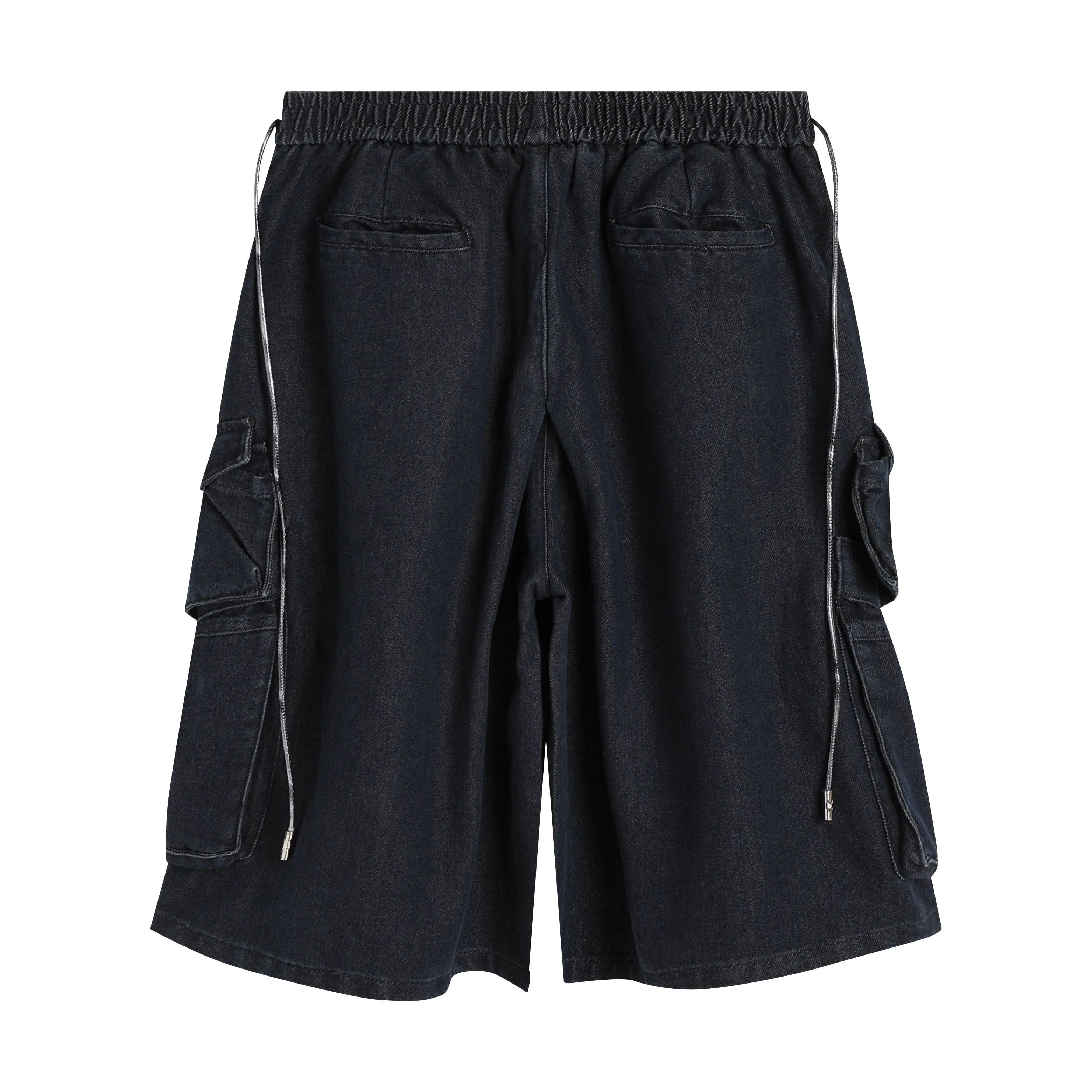 Star Drawstring Cargo Denim Shorts