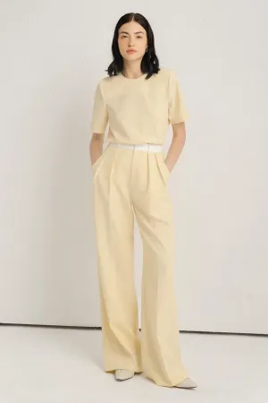 Stewart Straight Contrasting Waistband Polycotton Floor Length Pants