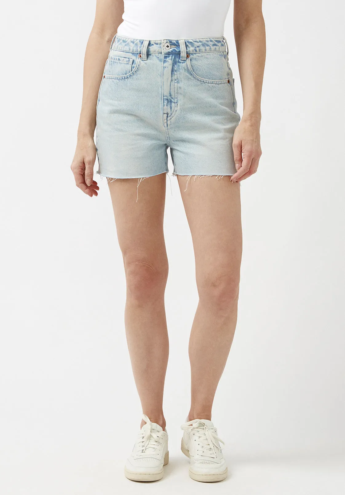 Super High Rise Joanna Bleached Down Shorts - BL15909