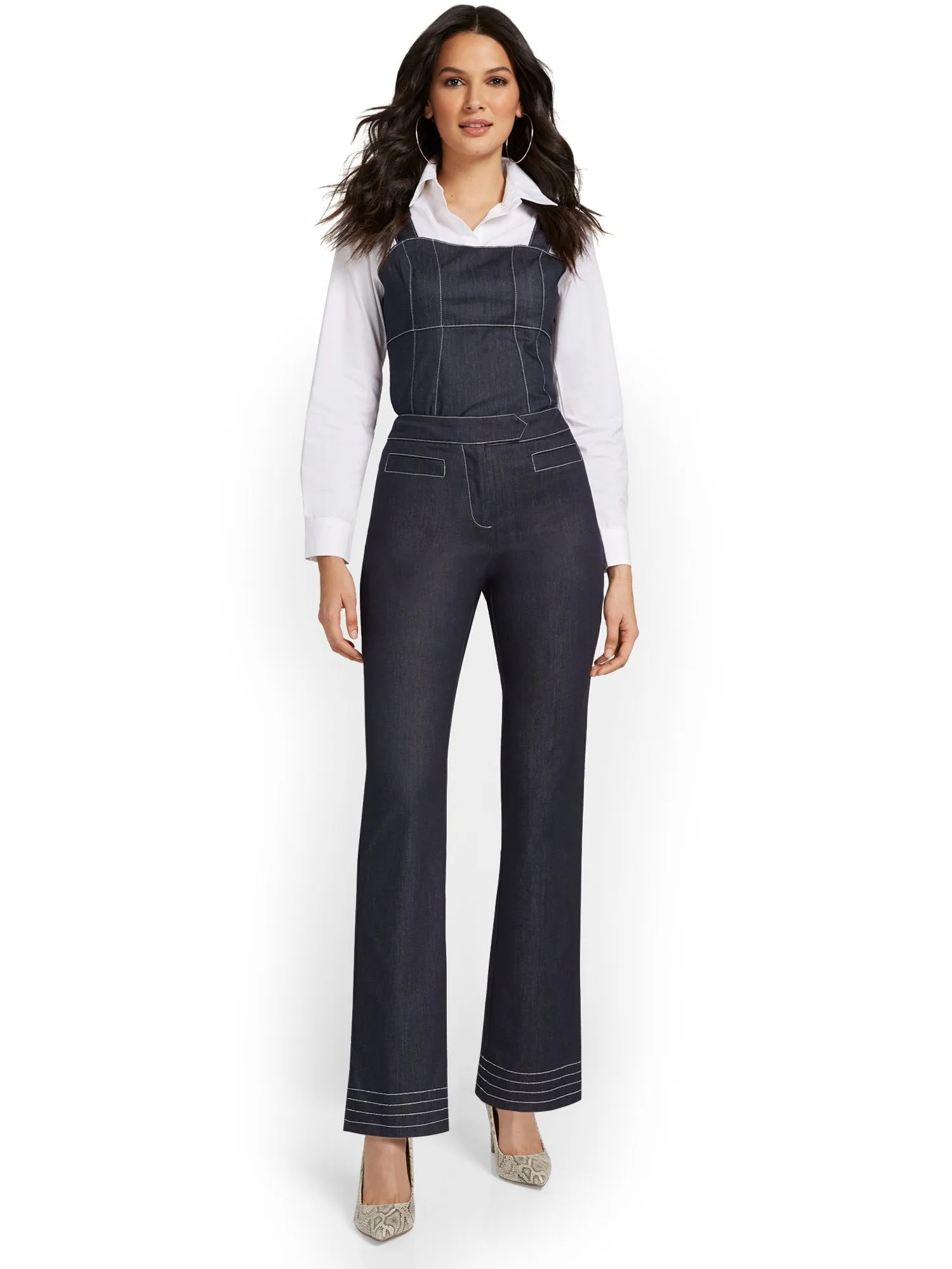 Tall Denim Topstitch Straight-Leg Pant