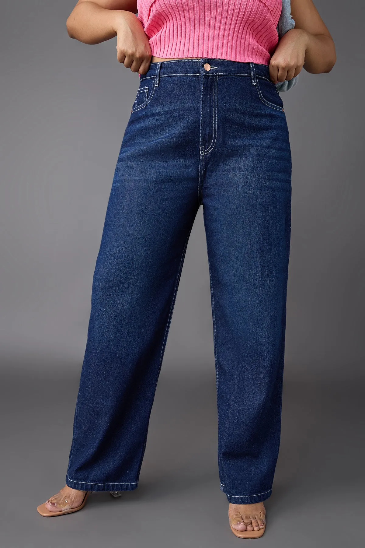 Timeless Blue Curve Straight Jeans