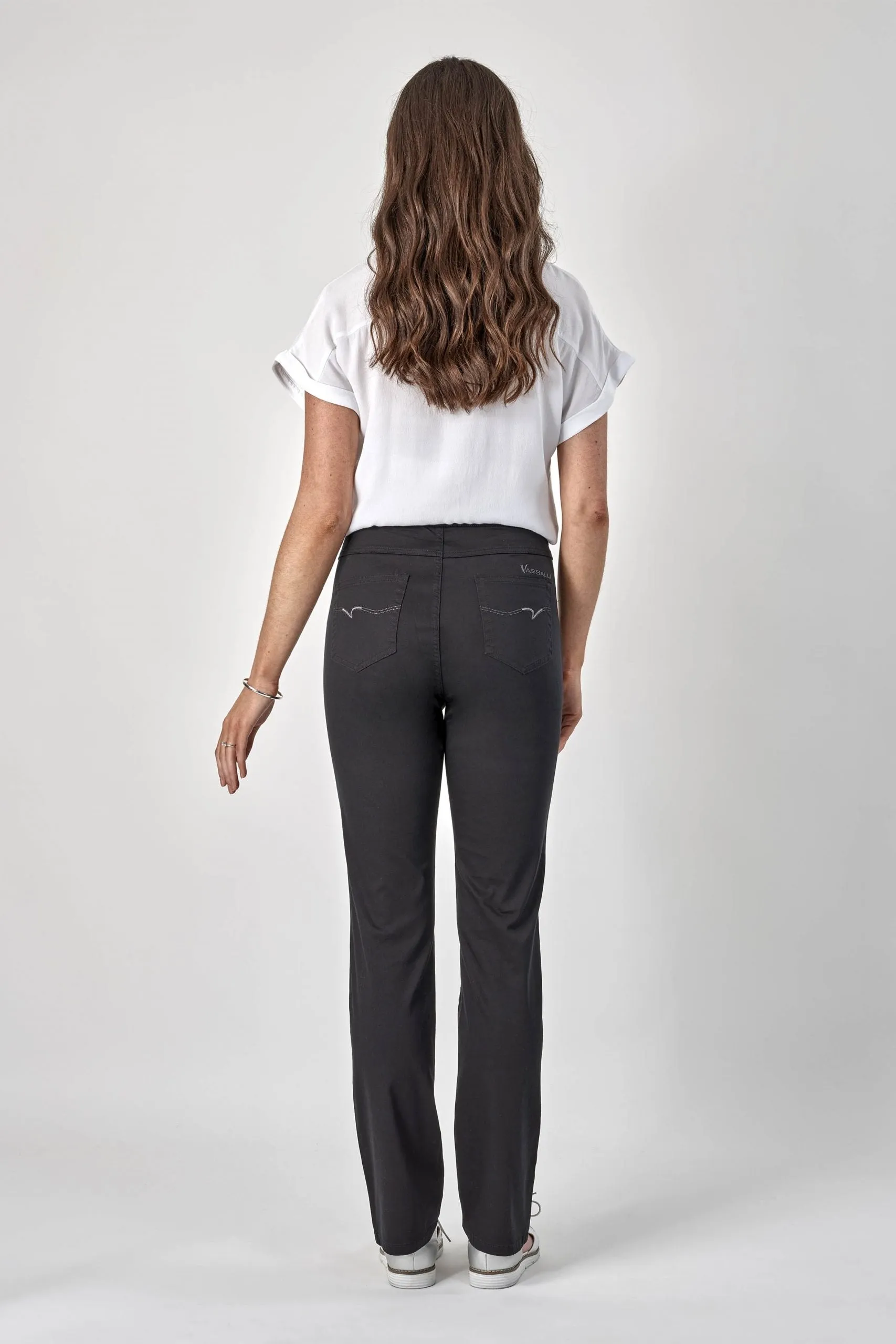 Vassalli  Pants Light Weight Pull On SLIM Leg BLACK