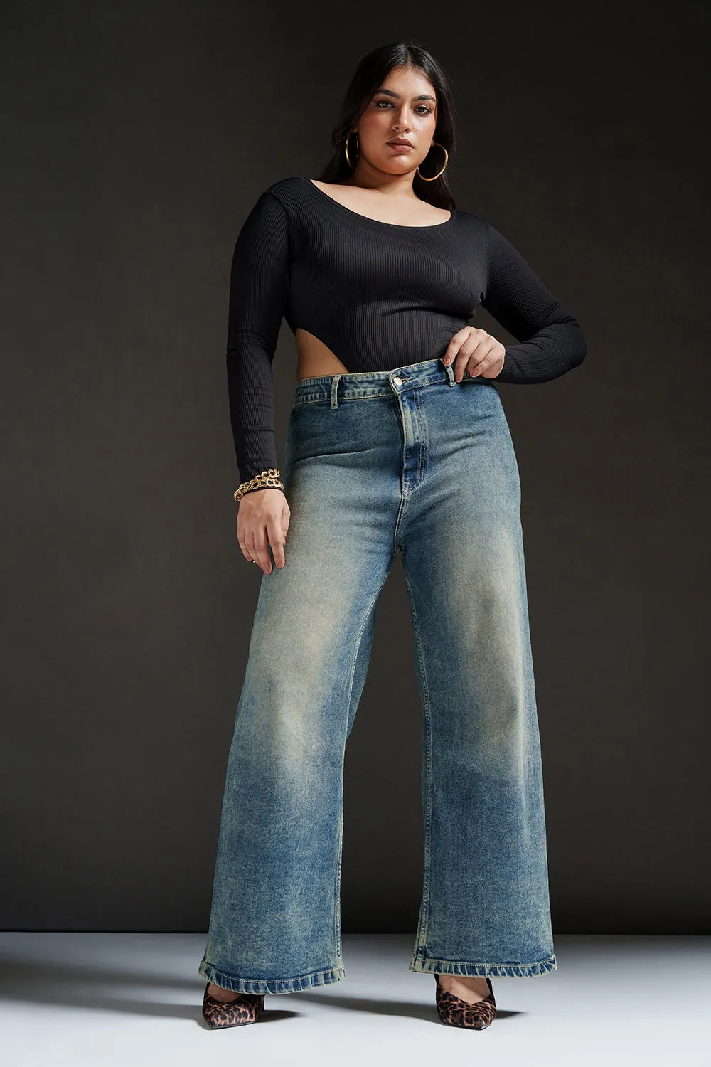 Vintage Bay Curve Retro Flare Stretch Jeans