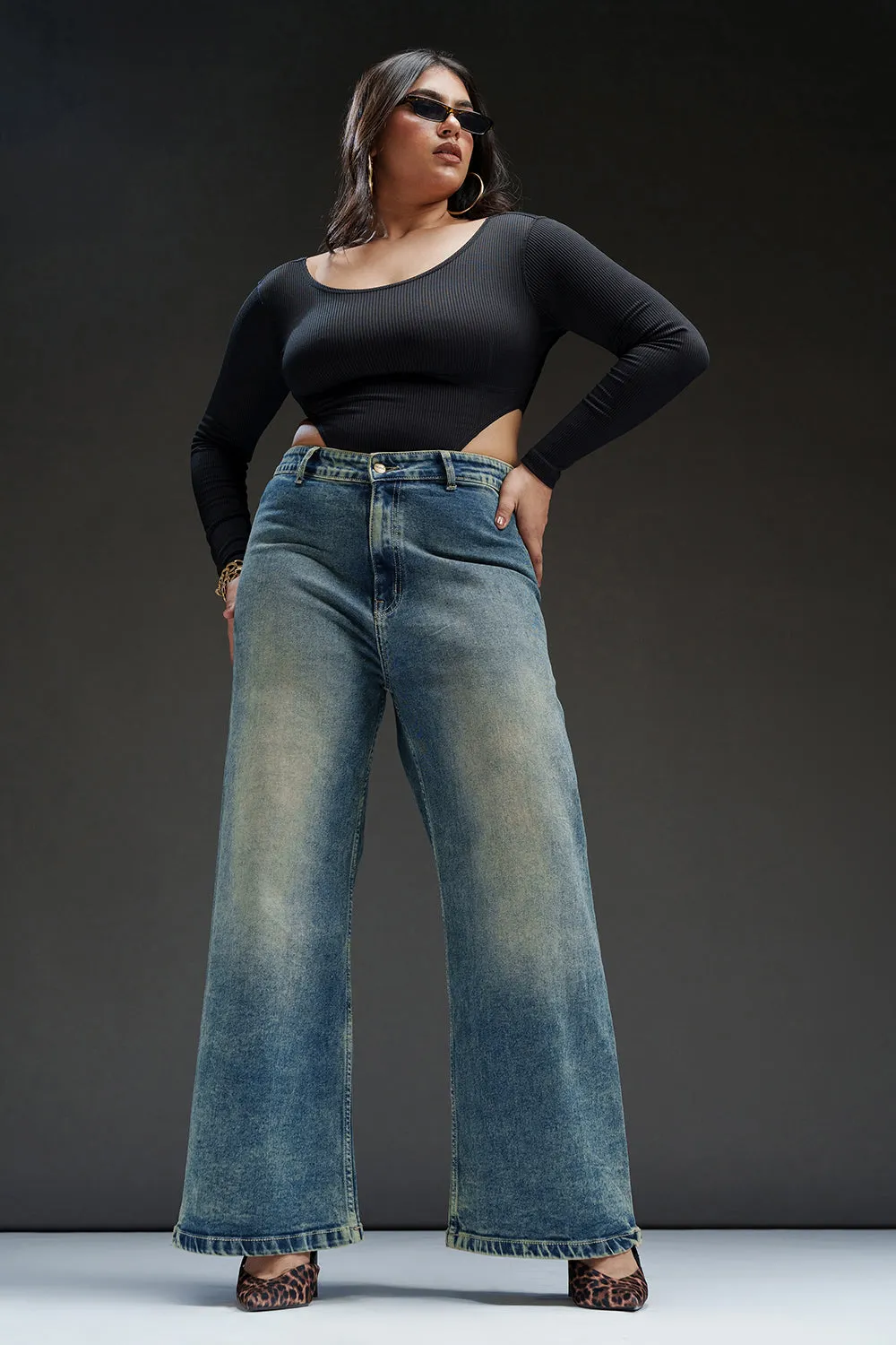 Vintage Bay Curve Retro Flare Stretch Jeans