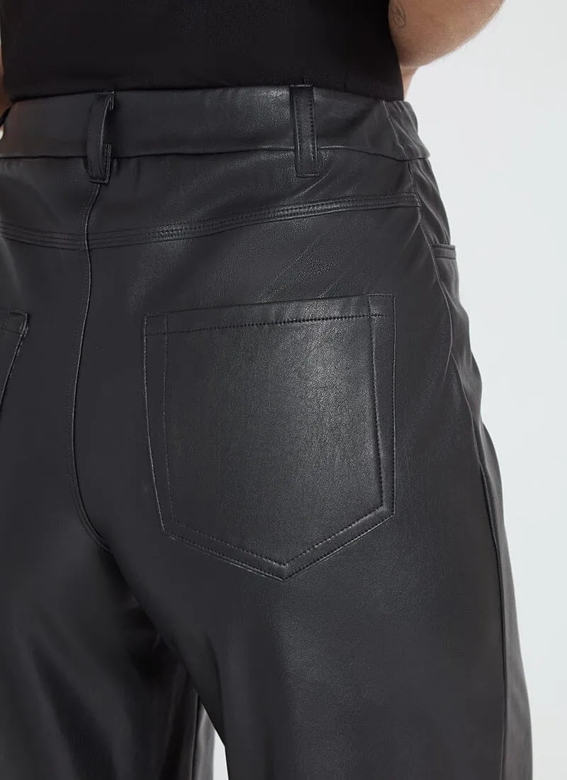 Wren Hi Waist Wide Leg Vegan Leather Pants - Black