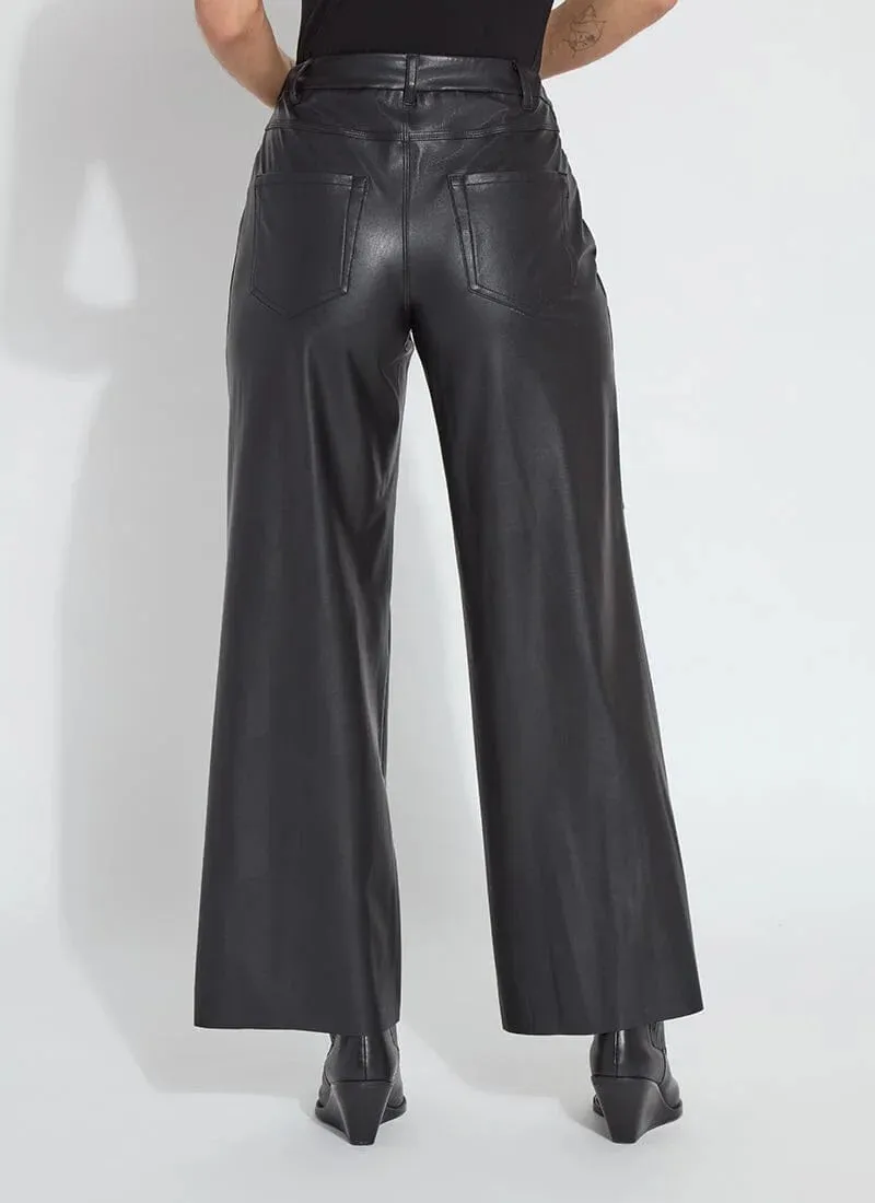 Wren Hi Waist Wide Leg Vegan Leather Pants - Black